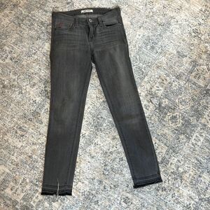 Angry rabbit grey denim size 25 raw edge detail